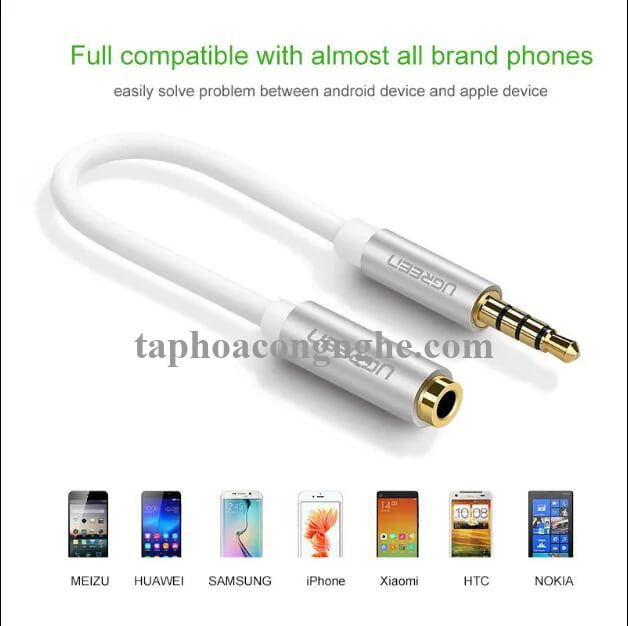 Ugreen 30746 20CM màu Đen Cáp âm thanh 3.5mm nối dài 30746 30030746